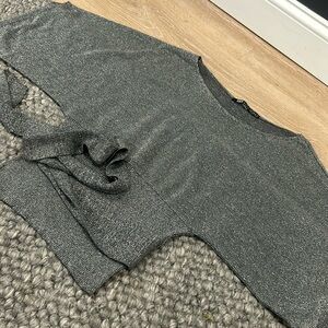 Koji Yohji Silver Knit Tie Waist Blouse Size M